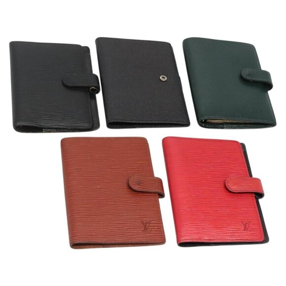 LOUIS VUITTON Epi Taiga Agenda Day Planner Cover 5Set Red Black Brown Auth CB058 - Picture 1 of 16